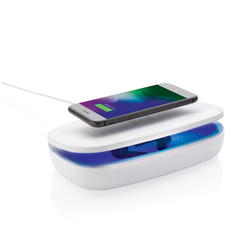 UV-C Sterilisations-Box mit 5W Wireless Charger weiß bedrucken, Art.-Nr. P301.113 UV-C Sterilisations-Box mit 5W Wireless Charger weiß bedrucken, Art.-Nr. P301.113