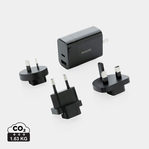 Philips Ultra Fast PD Travel-Charger schwarz bedrucken, Art.-Nr. P301.181 Philips Ultra Fast PD Travel-Charger schwarz bedrucken, Art.-Nr. P301.181