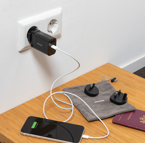 Philips Ultra Fast PD Travel-Charger schwarz bedrucken, Art.-Nr. P301.181 Philips Ultra Fast PD Travel-Charger schwarz bedrucken, Art.-Nr. P301.181