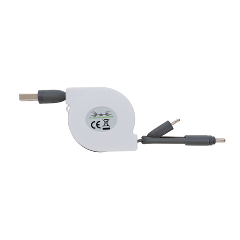 3-in-1 ausziehbares Kabel grau bedrucken, Art.-Nr. P302.223