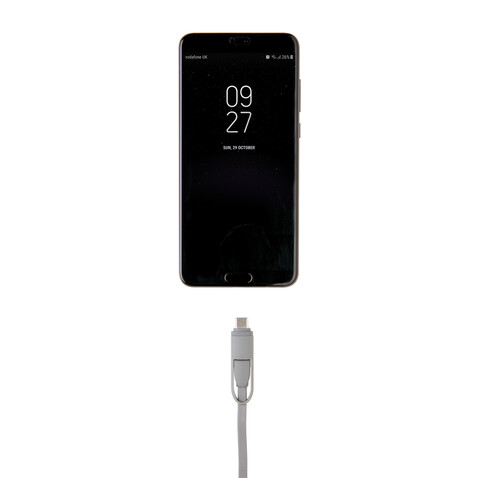 3-in-1 ausziehbares Kabel grau bedrucken, Art.-Nr. P302.223