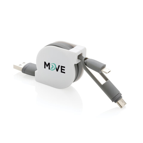 3-in-1 ausziehbares Kabel grau bedrucken, Art.-Nr. P302.223