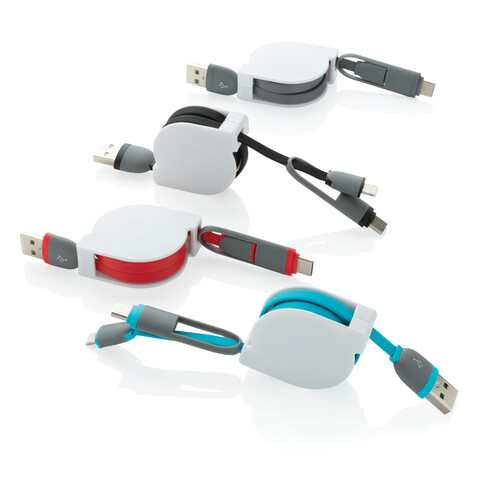 3-in-1 ausziehbares Kabel grau bedrucken, Art.-Nr. P302.223