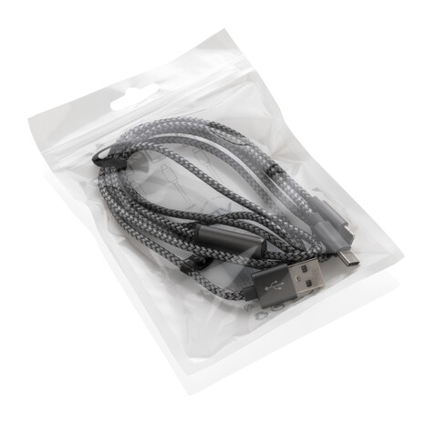 3-in-1 umwobenes Kabel grau bedrucken, Art.-Nr. P302.232