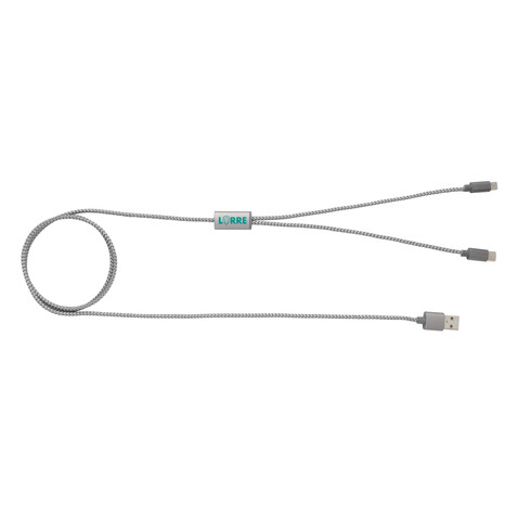 3-in-1 umwobenes Kabel grau bedrucken, Art.-Nr. P302.232