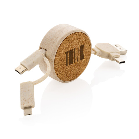 Kork und Weizen 6-in-1 Ladekabel khaki bedrucken, Art.-Nr. P302.369 Kork und Weizen 6-in-1 Ladekabel khaki bedrucken, Art.-Nr. P302.369