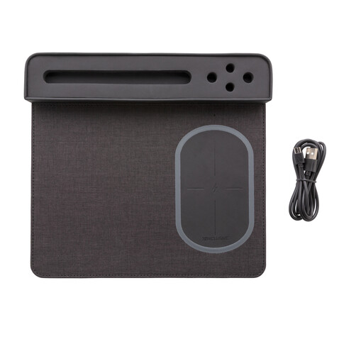 Air Mousepad mit 5W Wireless Charger und USB schwarz bedrucken, Art.-Nr. P308.251
