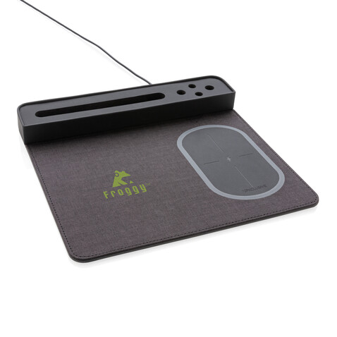 Air Mousepad mit 5W Wireless Charger und USB schwarz bedrucken, Art.-Nr. P308.251