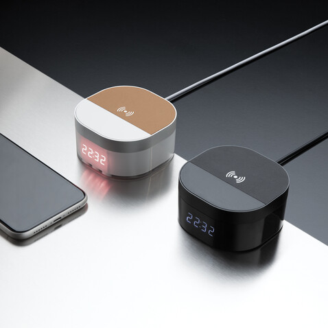 Aria 5W Wirless Charging Uhr weiß bedrucken, Art.-Nr. P308.693