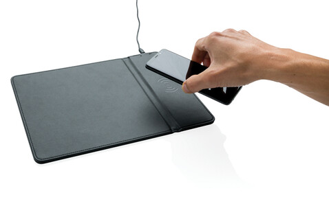 Mousepad mit Wireless-5W-Charging Funktion schwarz bedrucken, Art.-Nr. P308.941