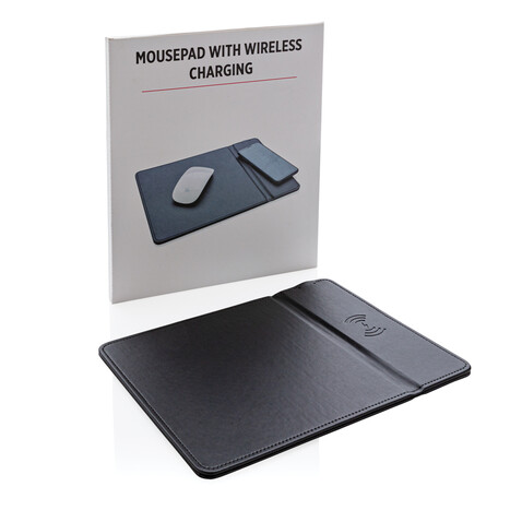 Mousepad mit Wireless-5W-Charging Funktion schwarz bedrucken, Art.-Nr. P308.941