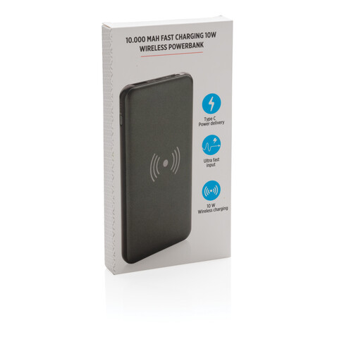 10.000 mAh FastCharging 10W Wireless Powerbank mit PD grau bedrucken, Art.-Nr. P322.142 10.000 mAh FastCharging 10W Wireless Powerbank mit PD grau bedrucken, Art.-Nr. P322.142