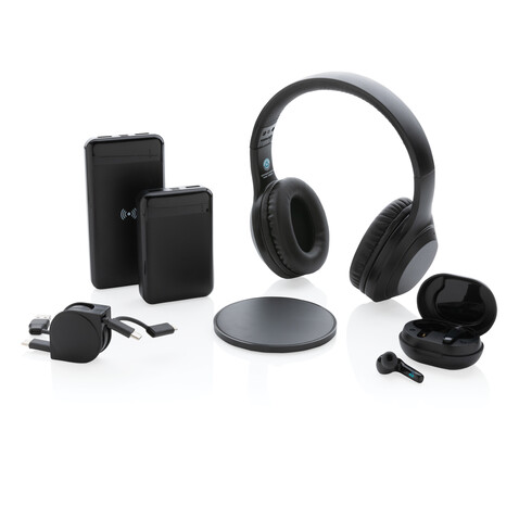 10.000 mAh Powerbank aus RCS Standard recyceltem Kunststoff schwarz bedrucken, Art.-Nr. P322.661 10.000 mAh Powerbank aus RCS Standard recyceltem Kunststoff schwarz bedrucken, Art.-Nr. P322.661