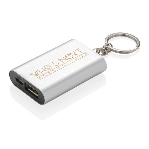 1.000 mAh Schlüsselanhänger Powerbank silber bedrucken, Art.-Nr. P324.190 1.000 mAh Schlüsselanhänger Powerbank silber bedrucken, Art.-Nr. P324.190