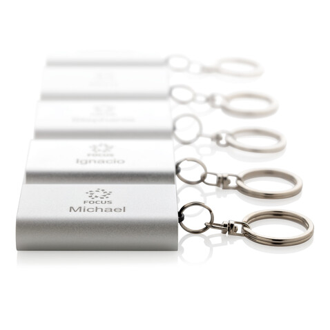 1.000 mAh Schlüsselanhänger Powerbank silber bedrucken, Art.-Nr. P324.190 1.000 mAh Schlüsselanhänger Powerbank silber bedrucken, Art.-Nr. P324.190