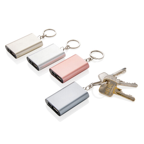 1.000 mAh Schlüsselanhänger Powerbank silber bedrucken, Art.-Nr. P324.190 1.000 mAh Schlüsselanhänger Powerbank silber bedrucken, Art.-Nr. P324.190