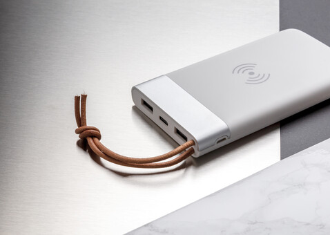 Aria 8.000 mAh 5W Wireless Charging Powerbank weiß bedrucken, Art.-Nr. P324.693