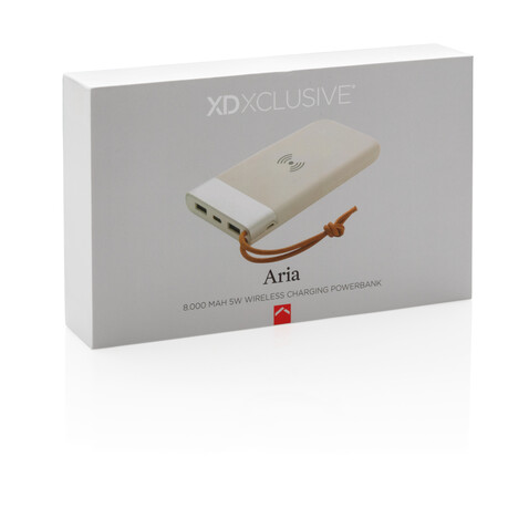 Aria 8.000 mAh 5W Wireless Charging Powerbank weiß bedrucken, Art.-Nr. P324.693