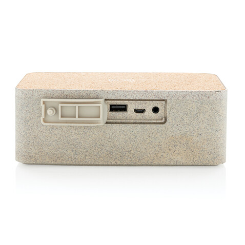 Weizenstroh Wireless Charging Lautsprecher khaki bedrucken, Art.-Nr. P328.719