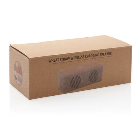 Weizenstroh Wireless Charging Lautsprecher khaki bedrucken, Art.-Nr. P328.719