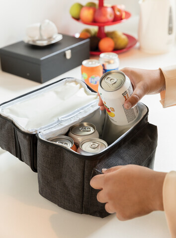 Kühltasche mit 2 isolierten Fächern grau bedrucken, Art.-Nr. P422.232