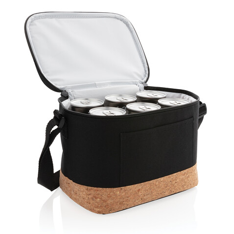 Two-Tone Kühltasche mit Korkdetails schwarz bedrucken, Art.-Nr. P422.261 Two-Tone Kühltasche mit Korkdetails schwarz bedrucken, Art.-Nr. P422.261