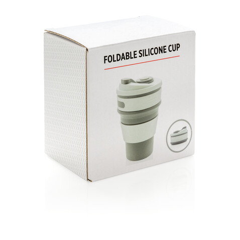 faltbarer Silikon-Becher grau bedrucken, Art.-Nr. P432.602