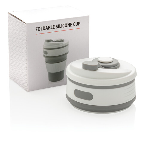 faltbarer Silikon-Becher grau bedrucken, Art.-Nr. P432.602