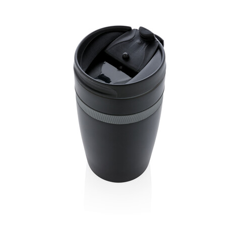 Sierra auslaufsicherer Vakuum-Becher schwarz, grau bedrucken, Art.-Nr. P432.801