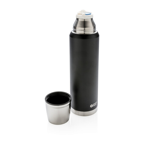 Swiss Peak Elite 1l Kupfer Vakuum Flasche schwarz bedrucken, Art.-Nr. P433.361