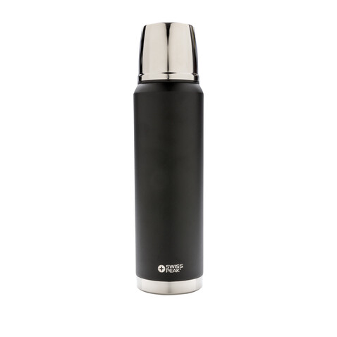 Swiss Peak Elite 1l Kupfer Vakuum Flasche schwarz bedrucken, Art.-Nr. P433.361