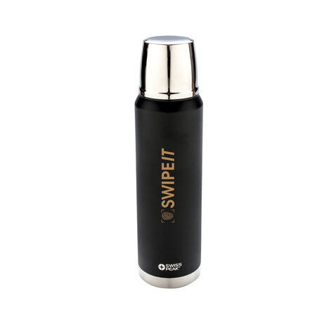 Swiss Peak Elite 1l Kupfer Vakuum Flasche schwarz bedrucken, Art.-Nr. P433.361