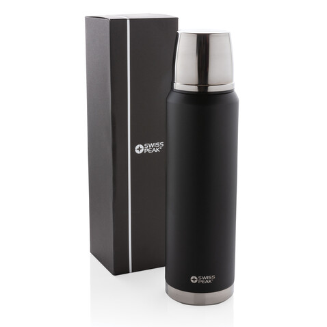 Swiss Peak Elite 1l Kupfer Vakuum Flasche schwarz bedrucken, Art.-Nr. P433.361