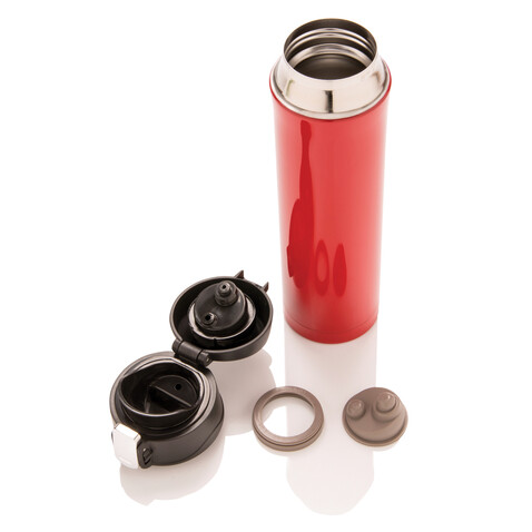 Easy Lock Vakuum Flasche rot, schwarz bedrucken, Art.-Nr. P433.994 Easy Lock Vakuum Flasche rot, schwarz bedrucken, Art.-Nr. P433.994