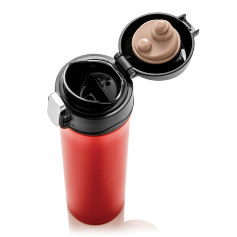 Easy Lock Vakuum Flasche rot, schwarz bedrucken, Art.-Nr. P433.994 Easy Lock Vakuum Flasche rot, schwarz bedrucken, Art.-Nr. P433.994