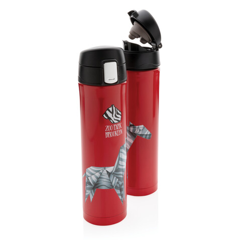Easy Lock Vakuum Flasche rot, schwarz bedrucken, Art.-Nr. P433.994 Easy Lock Vakuum Flasche rot, schwarz bedrucken, Art.-Nr. P433.994