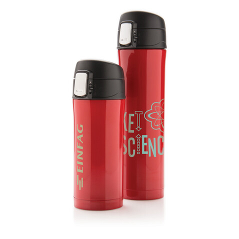 Easy Lock Vakuum Flasche rot, schwarz bedrucken, Art.-Nr. P433.994 Easy Lock Vakuum Flasche rot, schwarz bedrucken, Art.-Nr. P433.994