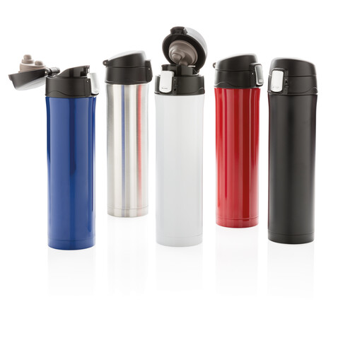 Easy Lock Vakuum Flasche rot, schwarz bedrucken, Art.-Nr. P433.994 Easy Lock Vakuum Flasche rot, schwarz bedrucken, Art.-Nr. P433.994