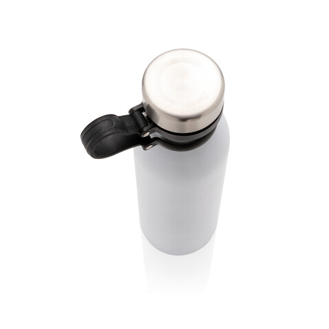 Kupfer-Vakuumisolierte Flasche mit Trageriemen weiß bedrucken, Art.-Nr. P436.713