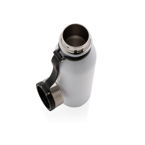 Kupfer-Vakuumisolierte Flasche mit Trageriemen weiß bedrucken, Art.-Nr. P436.713
