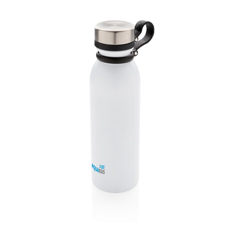 Kupfer-Vakuumisolierte Flasche mit Trageriemen weiß bedrucken, Art.-Nr. P436.713