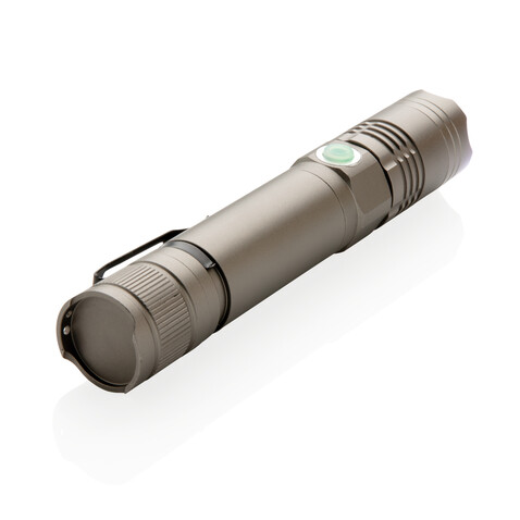 Wiederaufladbare 3W Taschenlampe grau bedrucken, Art.-Nr. P513.591
