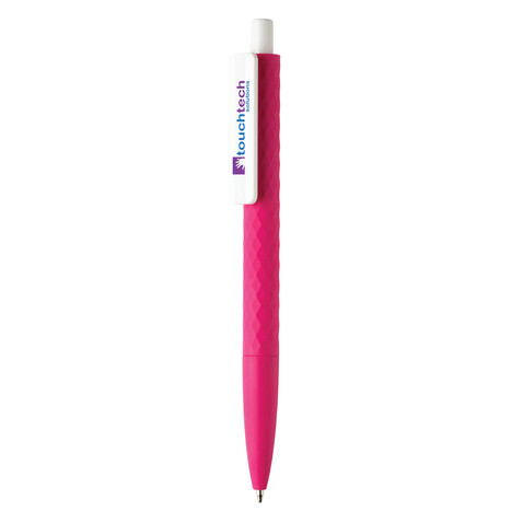 X3-Stift mit Smooth-Touch rosa, weiß bedrucken, Art.-Nr. P610.960