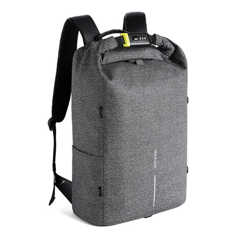 Urban schnitthemmender Anti-Diebstahl-Rucksack grau, schwarz bedrucken, Art.-Nr. P705.642 Urban schnitthemmender Anti-Diebstahl-Rucksack grau, schwarz bedrucken, Art.-Nr. P705.642