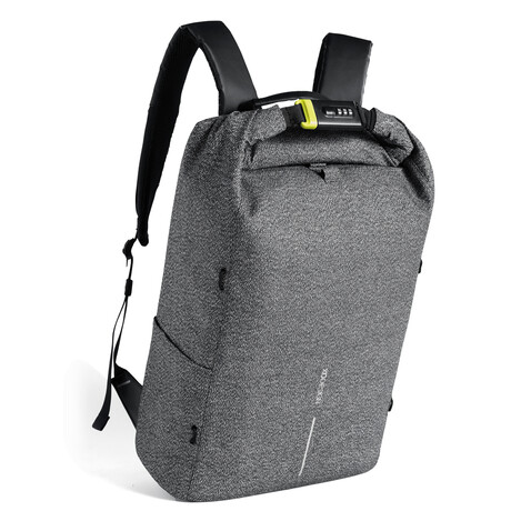 Urban schnitthemmender Anti-Diebstahl-Rucksack grau, schwarz bedrucken, Art.-Nr. P705.642 Urban schnitthemmender Anti-Diebstahl-Rucksack grau, schwarz bedrucken, Art.-Nr. P705.642