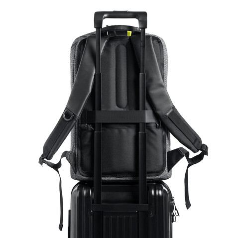 Urban schnitthemmender Anti-Diebstahl-Rucksack grau, schwarz bedrucken, Art.-Nr. P705.642 Urban schnitthemmender Anti-Diebstahl-Rucksack grau, schwarz bedrucken, Art.-Nr. P705.642