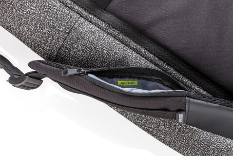 Urban schnitthemmender Anti-Diebstahl-Rucksack grau, schwarz bedrucken, Art.-Nr. P705.642 Urban schnitthemmender Anti-Diebstahl-Rucksack grau, schwarz bedrucken, Art.-Nr. P705.642
