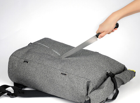 Urban schnitthemmender Anti-Diebstahl-Rucksack grau, schwarz bedrucken, Art.-Nr. P705.642 Urban schnitthemmender Anti-Diebstahl-Rucksack grau, schwarz bedrucken, Art.-Nr. P705.642