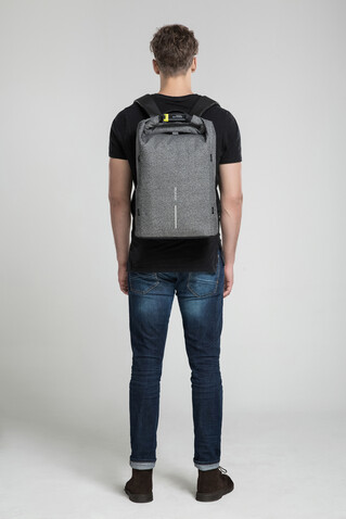 Urban schnitthemmender Anti-Diebstahl-Rucksack grau, schwarz bedrucken, Art.-Nr. P705.642 Urban schnitthemmender Anti-Diebstahl-Rucksack grau, schwarz bedrucken, Art.-Nr. P705.642