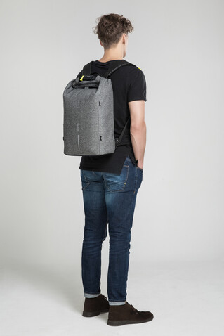 Urban schnitthemmender Anti-Diebstahl-Rucksack grau, schwarz bedrucken, Art.-Nr. P705.642 Urban schnitthemmender Anti-Diebstahl-Rucksack grau, schwarz bedrucken, Art.-Nr. P705.642